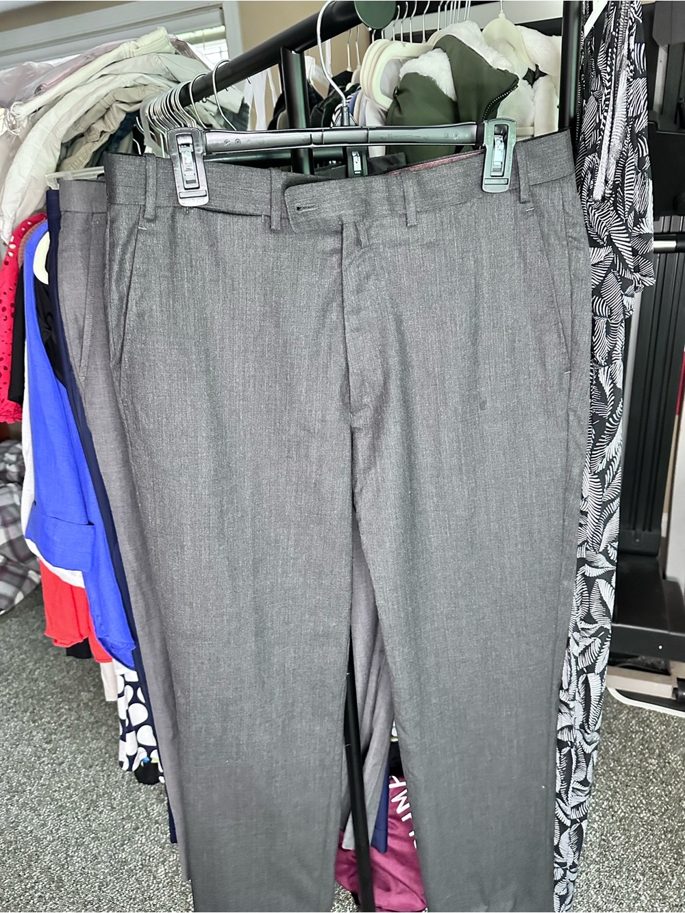 Bernard Zins Paris Men’sGray Dress/Suit Pants - Classic Straight Leg